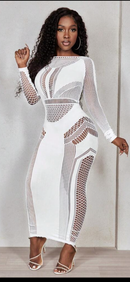 White sexy mesh body-con dress