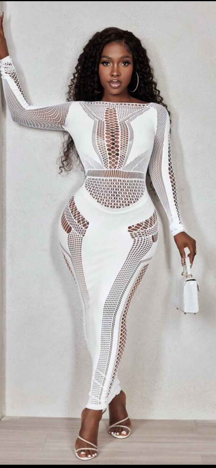 White sexy mesh body-con dress