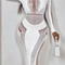 White sexy mesh body-con dress
